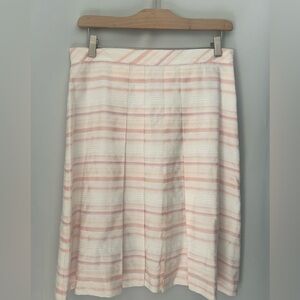 Brooks Brothers Striped Midi Pleated Skirt A Line Sz 10 White Pink